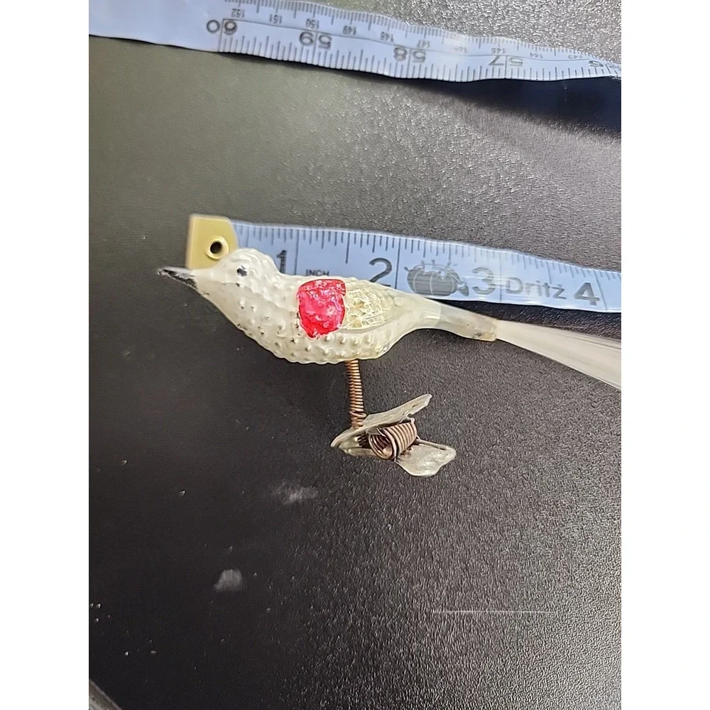 Vintage 1920's Mercury Glass Clip On‎ BIRD ORNAMENT With Tail 6